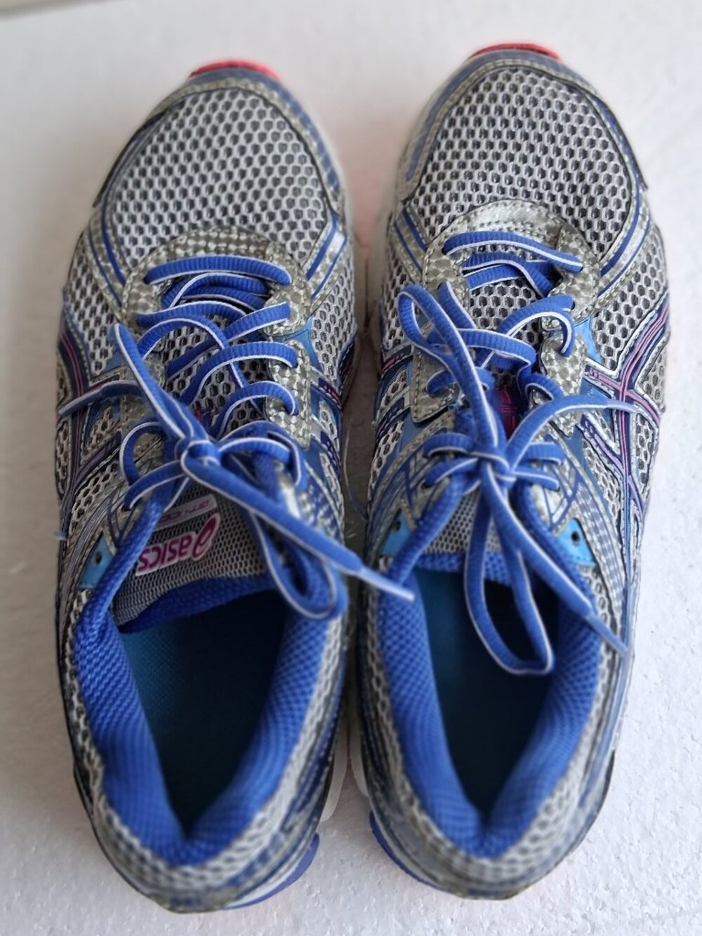 Womens Asics Gel Pink Blue Silver Running Sneakers Shoes F910314 BJ Size9.5